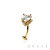 CZ HEART CLUSTER BEAD TOP 316L SURGICAL STEEL THREADLESS FLOATING BELLY BUTTON RING